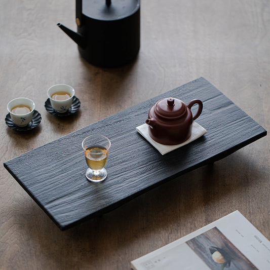 Japanese-Style Solid Walnut Wood Tea Table Handcrafted Original Rectangle Shape Tea Boat Tea Tray