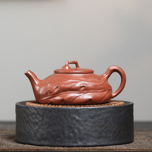 Clay Lotus Leaf Yixing Teapot — Jiangpo Zisha Handmade (140ml)