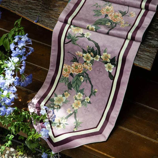 Jiangnan Wisteria Purple Table Runner – Chinoiserie Floral Decor