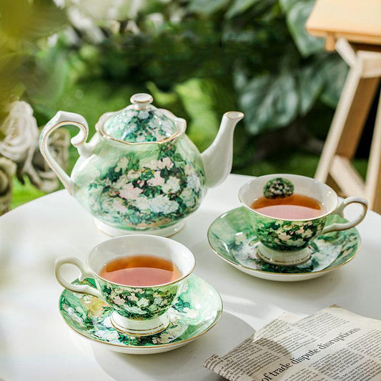 Oil Painting Ceramic Tea Set | Ceramic Coffee Set | Tea Party Tea Set