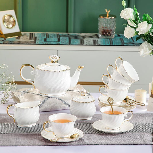 White Ceramic Tea Set |Ceramic Coffee Set|Teapot Tea Set |Wedding Gift