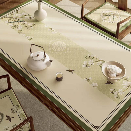 Chinoiserie Spring Garden Leather Table Mat – Waterproof Heat Resistant Floral Placemat