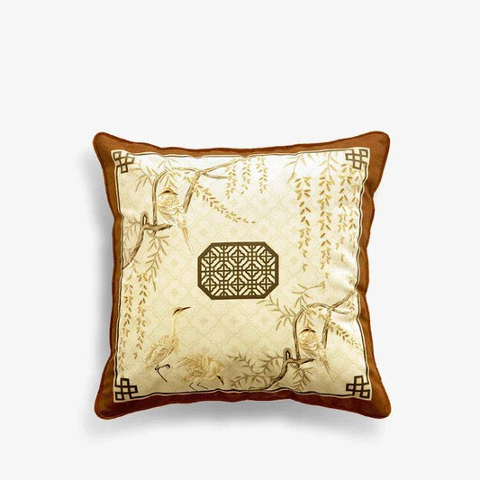 Chinoiserie Original Flowers and Birds Throw Pillow