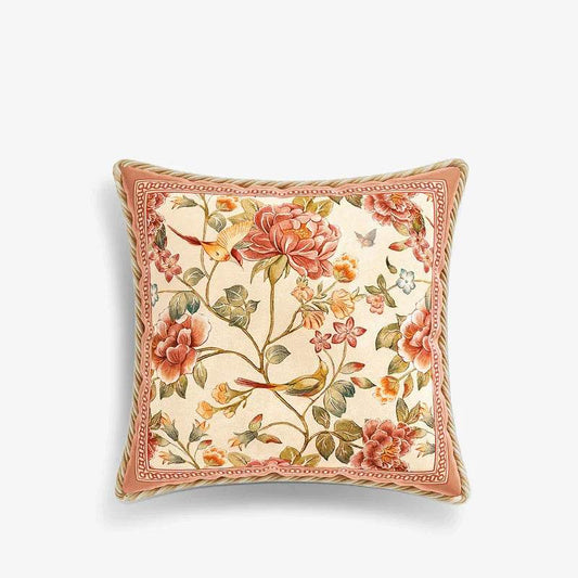 Chinoiserie Original Flowers and Birds Powder Pink Throw Pillow