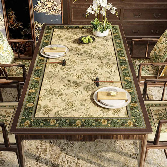 Chinoiserie Retro Floral & Bird Leather Table Mat – Waterproof Oil Proof Heat Resistant Placemat