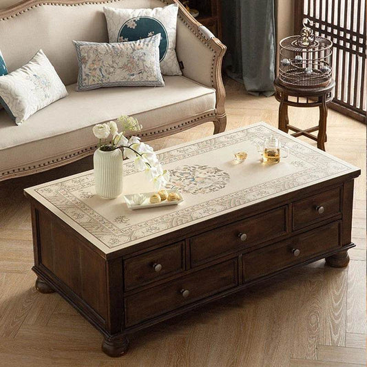 Chinoiserie Leather Coffee Table Mat | Heat-Resistant & Waterproof
