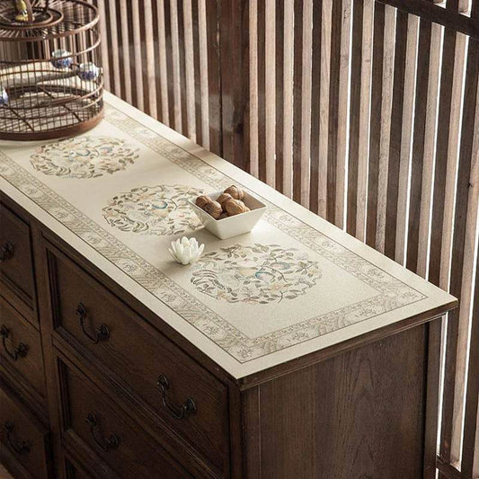 Chinoiserie Forbidden City Table Mat | Waterproof PU Leather, Gongbi Peach & Pomegranate