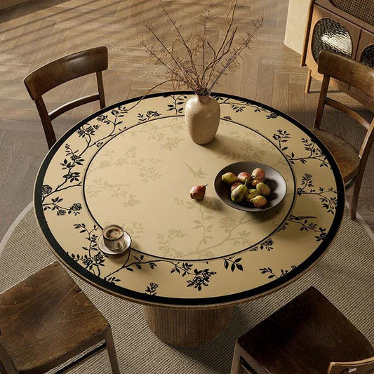 Chinoiserie Moonlit Blossom Round Table Mat | Waterproof PU Leather Placemat