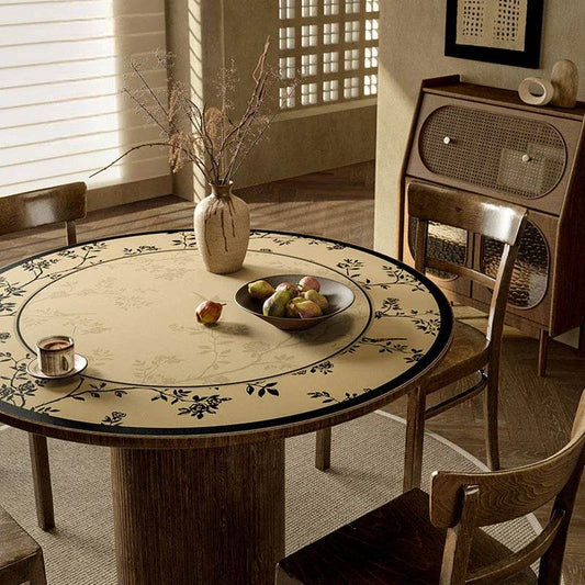 Chinoiserie Moonlit Blossom Round Table Mat | Waterproof PU Leather Placemat