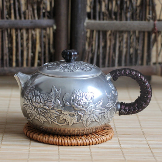 Pure Silver 999 "Peony Garden" Teapot * 200ml