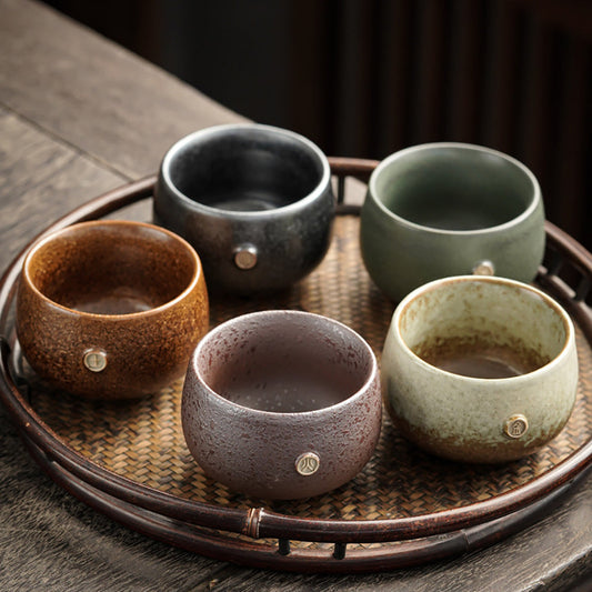 Grober Töpfer-Ofenveränderungs-Gongfu-Teetasse (Set mit 5)