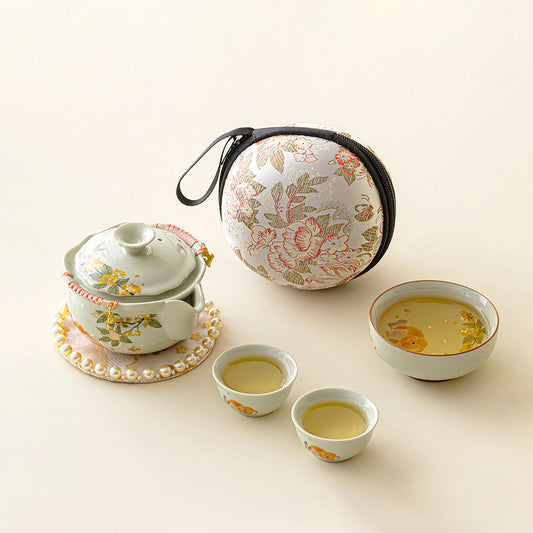 Ensemble de thé de voyage Osmanthus et Koi