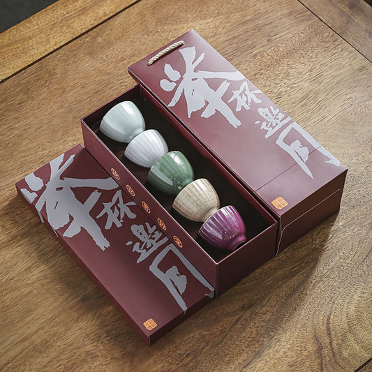 Keramik Fünf-Ofen Gongfu-Teetassenset