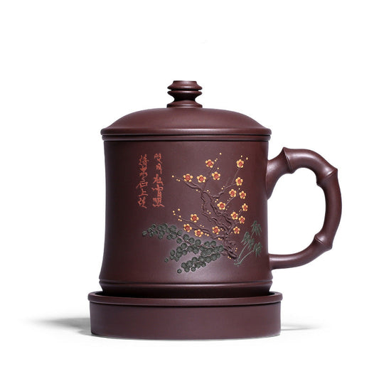Yixing Clay Tea Cup With Infuser And Stand