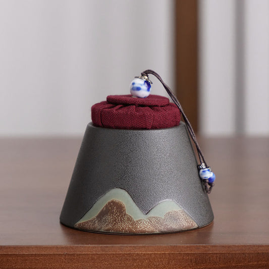 Japanese Mountain Ceramic Tea Caddy