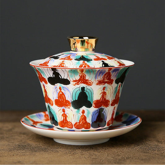 Buddhas Enamel Porcelain Gaiwan