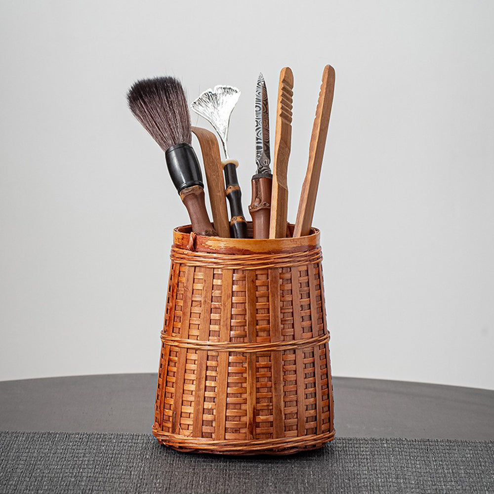 Bambus Tee-Utensilien-Set mit geflochtenem Halter – Jiangnan Sourcing
