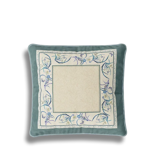 Jiangnan Chinoiserie Blue Throw Pillow, Luxury Summer Floral Accent Pillow for Sofa, Couch and Living Room Decor
