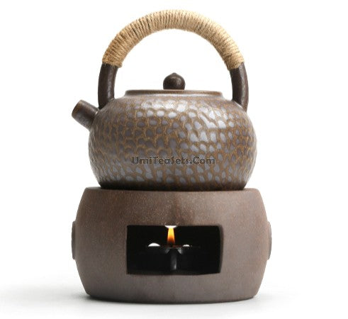 粗陶茶壶配酒精保温器