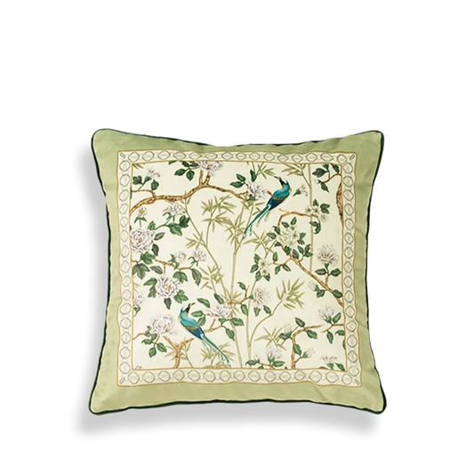 Luxury Chinoiserie Jade Green Throw Pillow for Living Room