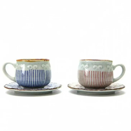 (Set of Two) Japanese Tea Cup With Handle And Saucer