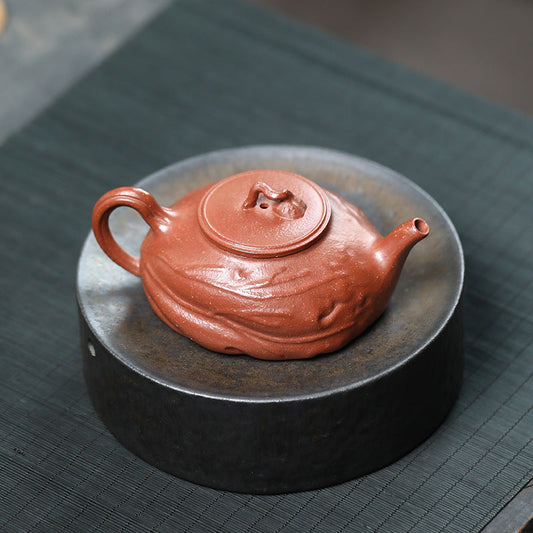 Clay Lotus Leaf Yixing Teapot — Jiangpo Zisha Handmade (140ml)