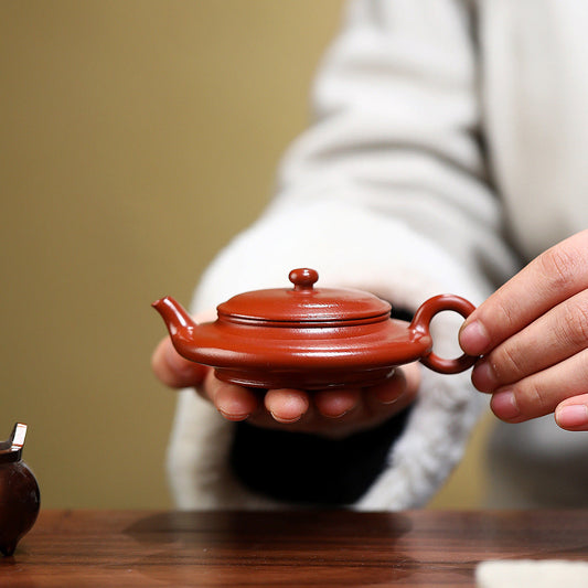 Yixing Flat Cinnabar Teapot – Handmade 65ml