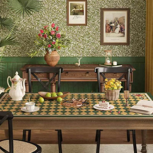 Christmas Green Festive Reindeer Leather Table Mat – Waterproof Heat Resistant Holiday Placemat