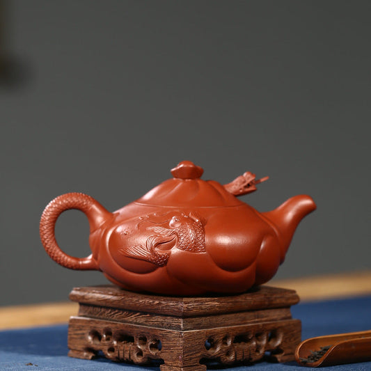 Fish-Dragon Teapot · Da Hong Pao Clay Handmade by Pan Jun · 350ml Yixing Zisha Teapot