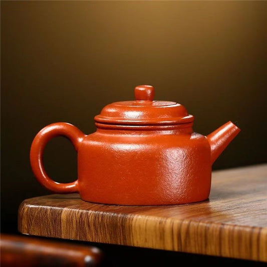 De Zhong Coarse Sand Red Clay Yixing Teapot – Handmade by Liu Houdong