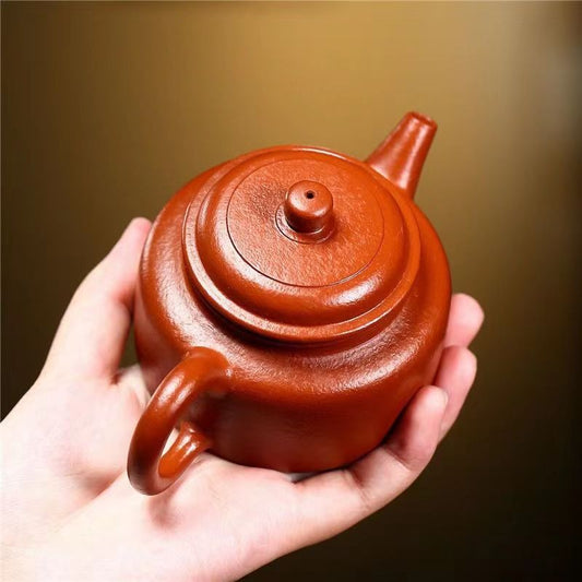 De Zhong Coarse Sand Red Clay Yixing Teapot – Handmade by Liu Houdong