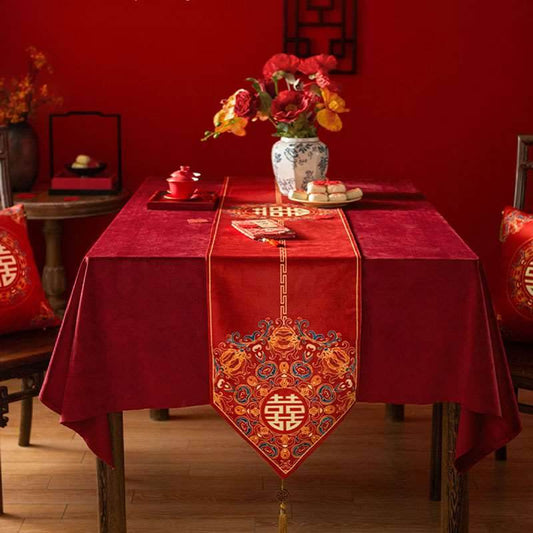Chinoiserie Wedding Celebration Prosperity 囍(xǐ) Table Runner