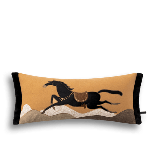 Luxury Embroidered Horse Decorative Lumbar Pillow for Living Room
