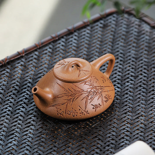 Clear Wind Bamboo Leaf Ziye Yixing Teapot · Old Duan Clay · Handmade by Shen Wenjuan (165ml)