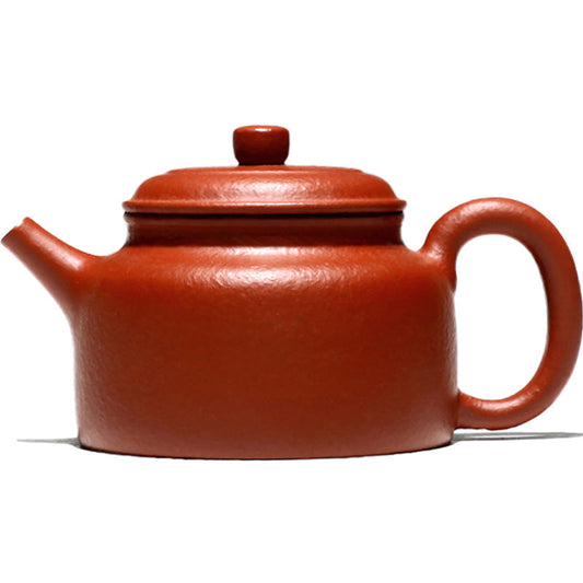 De Zhong – Pear-Skin Vermilion Zisha Teapot (Handmade by Li Xinsheng)