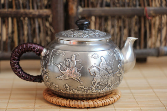 Pure Silver 999 "Eight Immortals Cross the Sea" Teapot * 210ml