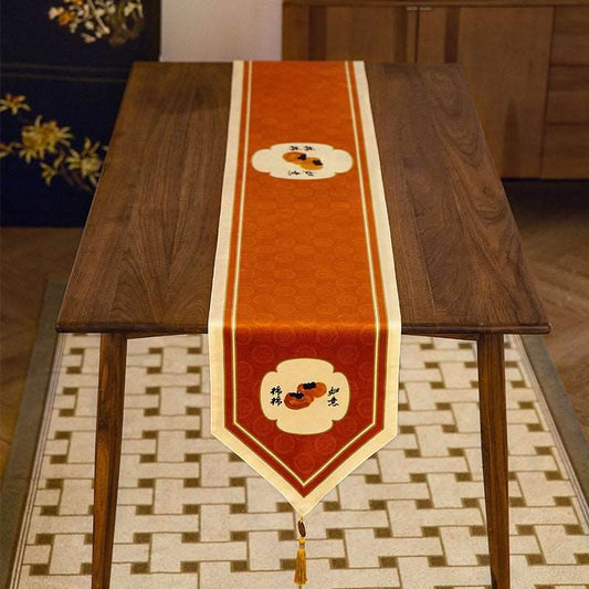 Chinoiserie Orange Table Runner Persimmons Blessings