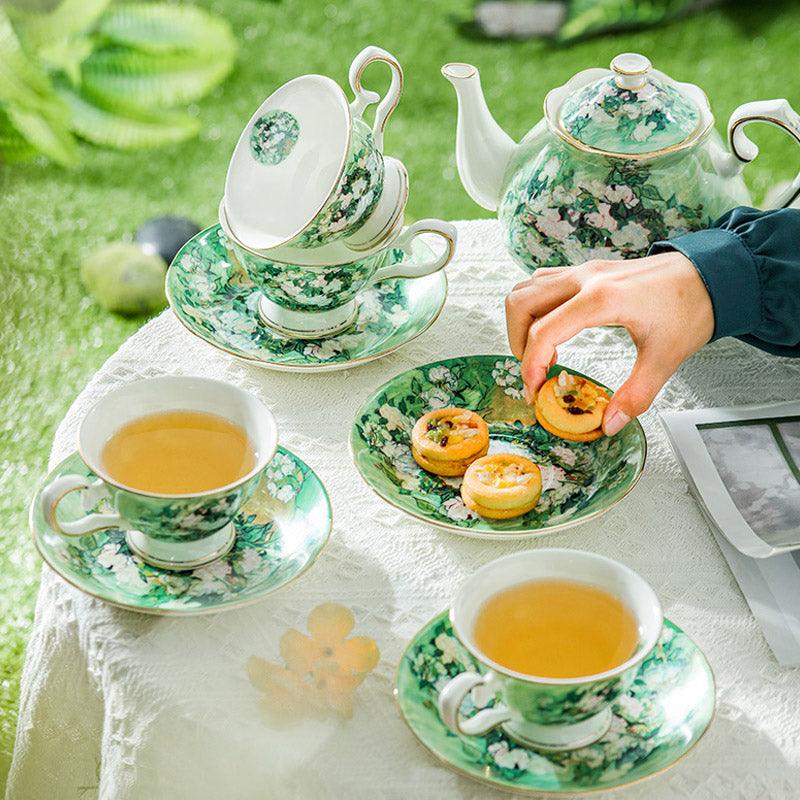 油絵風陶器ティーセット｜陶器コーヒーセット｜ティーパーティー用