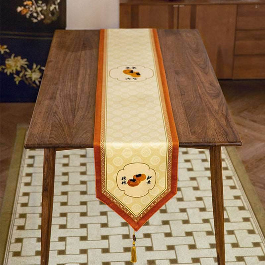Chinoiserie Orange Table Runner Persimmons Blessings