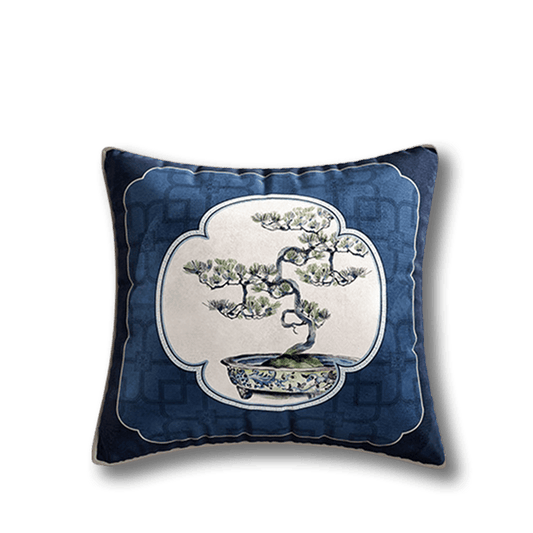 Chinoiserie Blue and White Porcelain Decorative Throw Pillow for Bedroom