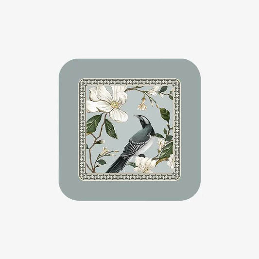 Chinoiserie Floral PU Leather Counter Mat | Kitchen & Bathroom Absorbent Mat