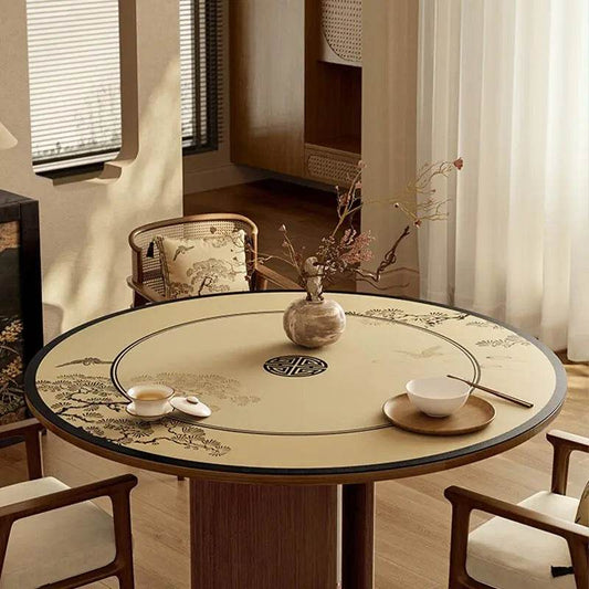 Chinoiserie Pine & Crane Round Table Mat | Waterproof PU Leather Placemat