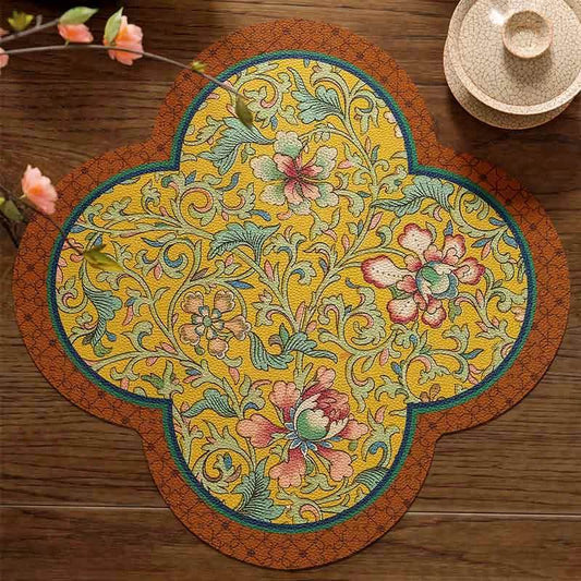 Chinoiserie Plum Blossom Window Placemats | Waterproof PU Leather, Set of 2