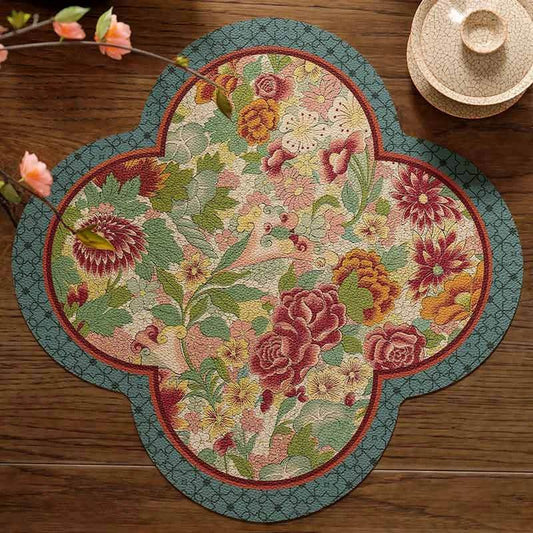 Chinoiserie Plum Blossom Window Placemats | Waterproof PU Leather, Set of 2