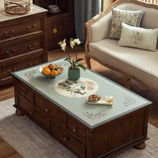 Chinoiserie Spring Blossom Bird & Floral Rectangular Table Mat – Luxury Waterproof Leather Placemat
