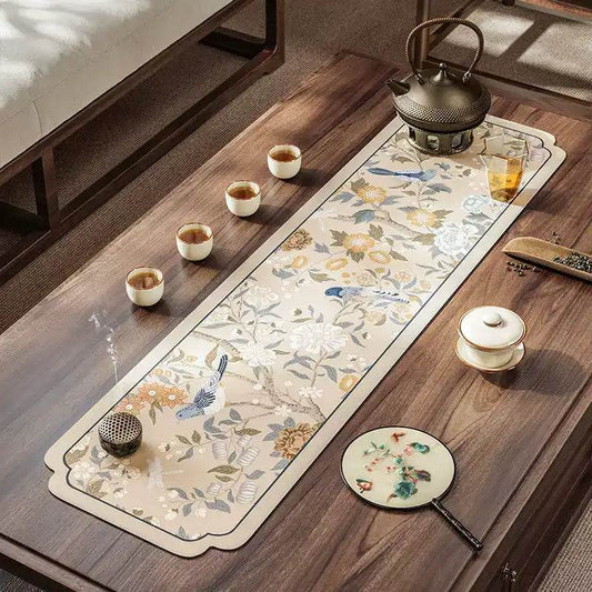 Chinoiserie Spring Blossom Table Mat | Waterproof Vintage PU Leather Placemat