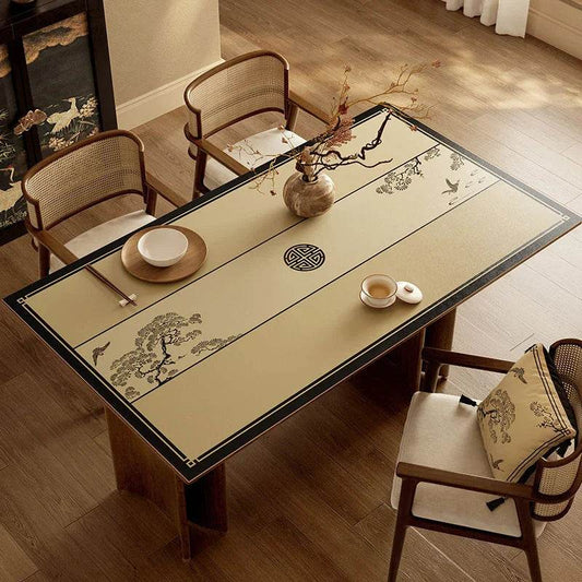 Chinoiserie Pine & Crane Leather Table Mat | Waterproof Dining Mat