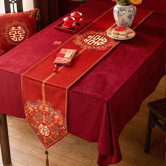 Chinoiserie Wedding Celebration Prosperity 囍(xǐ) Table Runner