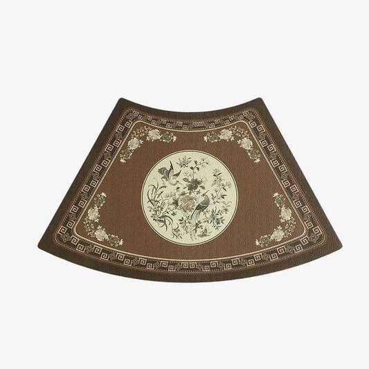 Chinoiserie Woodland Bird Fan-Shaped Leather Placemat Set (2-Piece) – Waterproof Heat Resistant Table Mat
