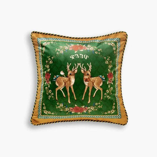 Christmas Limited Series Green Festive Reindeer Design Sofa Pillow